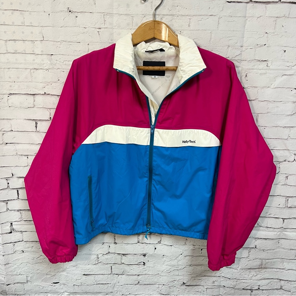 Vintage Helly Hansen HellyTech Colorblock Full Zip Jacket Women Medium Pink Blue - Picture 1 of 12